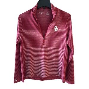 Oklahoma Sooners Women's Antigua Crimson/Heathered Pace 1/2 Zip Pullover EUC